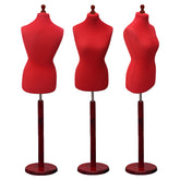 Display Geek Female Dressmakers Dummy Red Torso with Redwood Round Base Stand